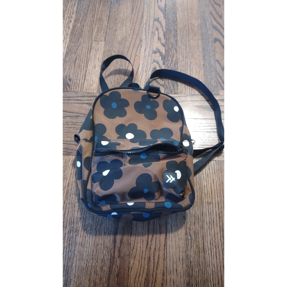 Thread Wallets Mini Backpack - Poppy Tan Floral Flower Print - Small Travel Bag